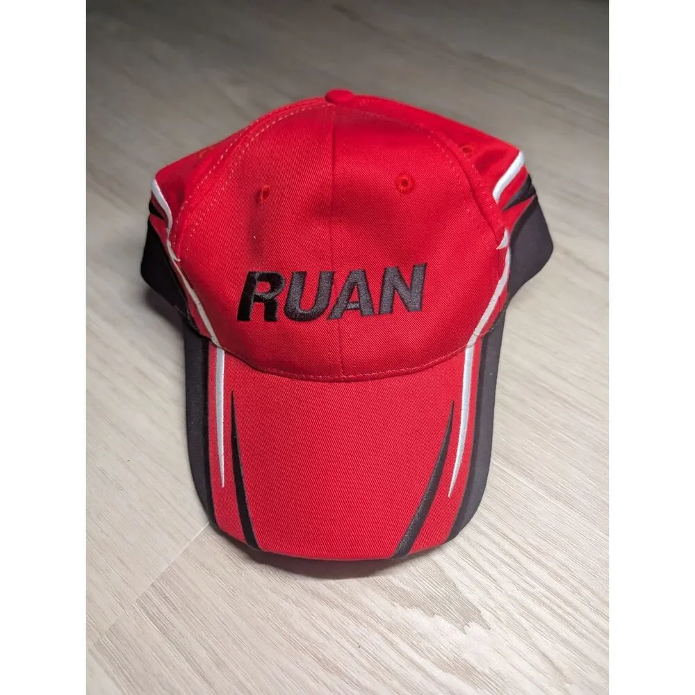 K Products RUAN Red Black White Racing Style Baseball Cap 100% Cotton